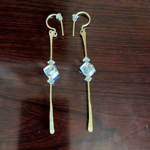 Handcrafted Brass with Clear Crystal Earrings
